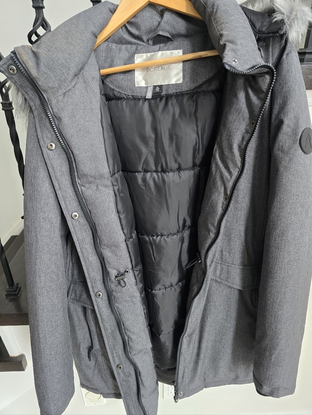 Women’s Gray Ski & Snow Jacket with Faux Fur Hood